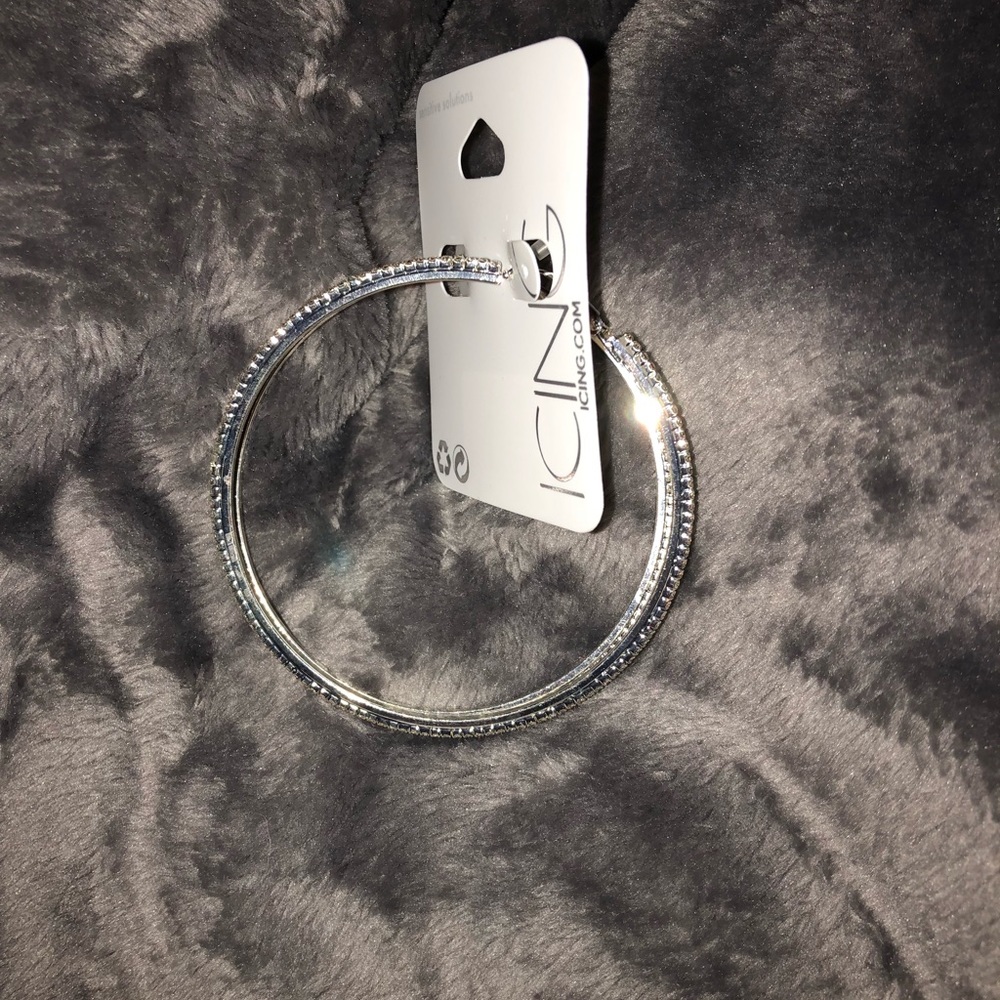 Icing Silver Rhinestone Hoops - Picture 2 of 3